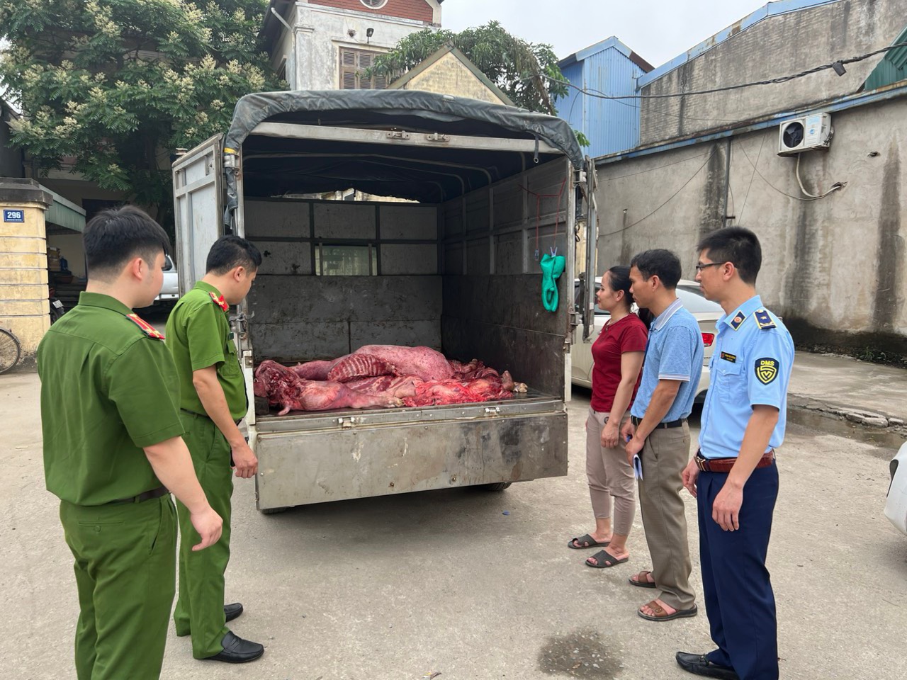 Bắt xe tải vận chuyển 230kg thịt lợn bốc mùi đi tiêu thụ